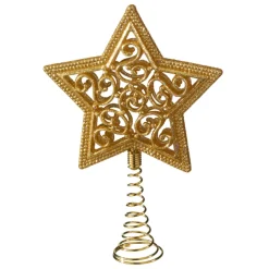 Baumspitze Stern Mit Glimmer, Gold