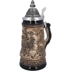 Bierkrug Mit Zinndeckel "Deutschland", Natur, 0,5L