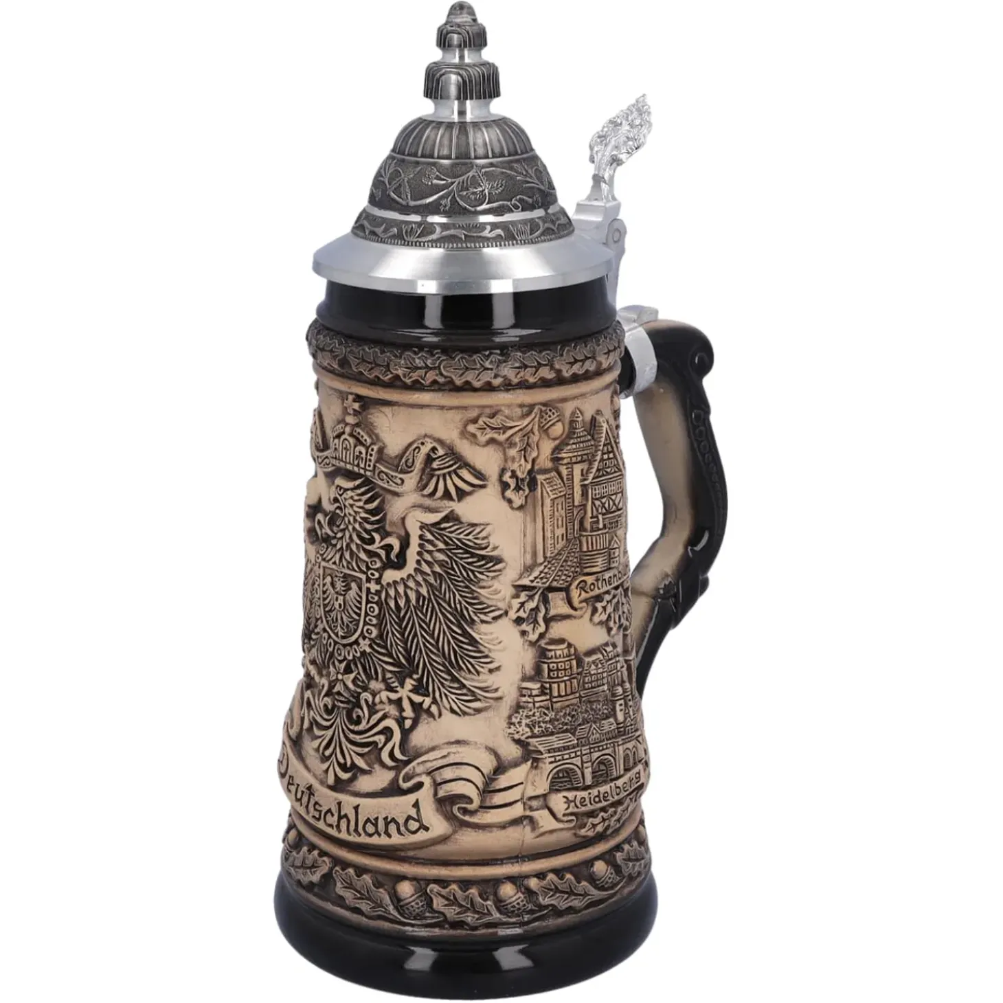 Bierkrug Mit Zinndeckel "Deutschland", Natur, 0,5L