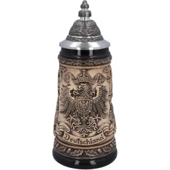 Bierkrug Mit Zinndeckel "Deutschland", Natur, 0,5L