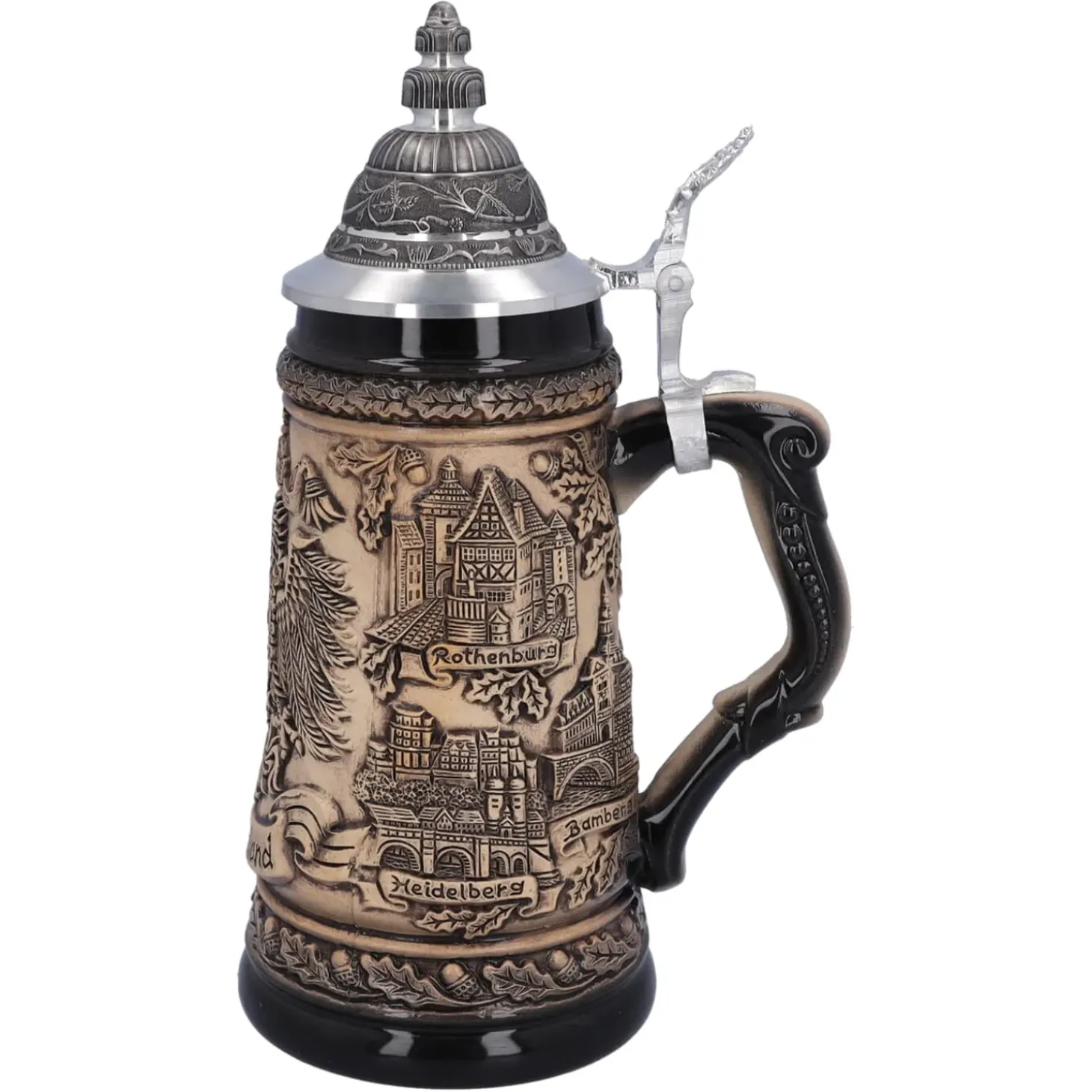 Bierkrug Mit Zinndeckel "Deutschland", Natur, 0,5L