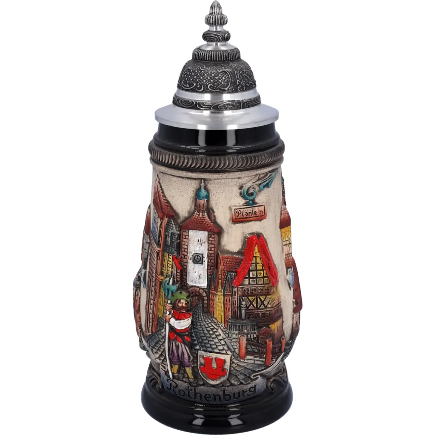 Bierkrug Mit Zinndeckel "Rothenburg", Natur, 0,25 L