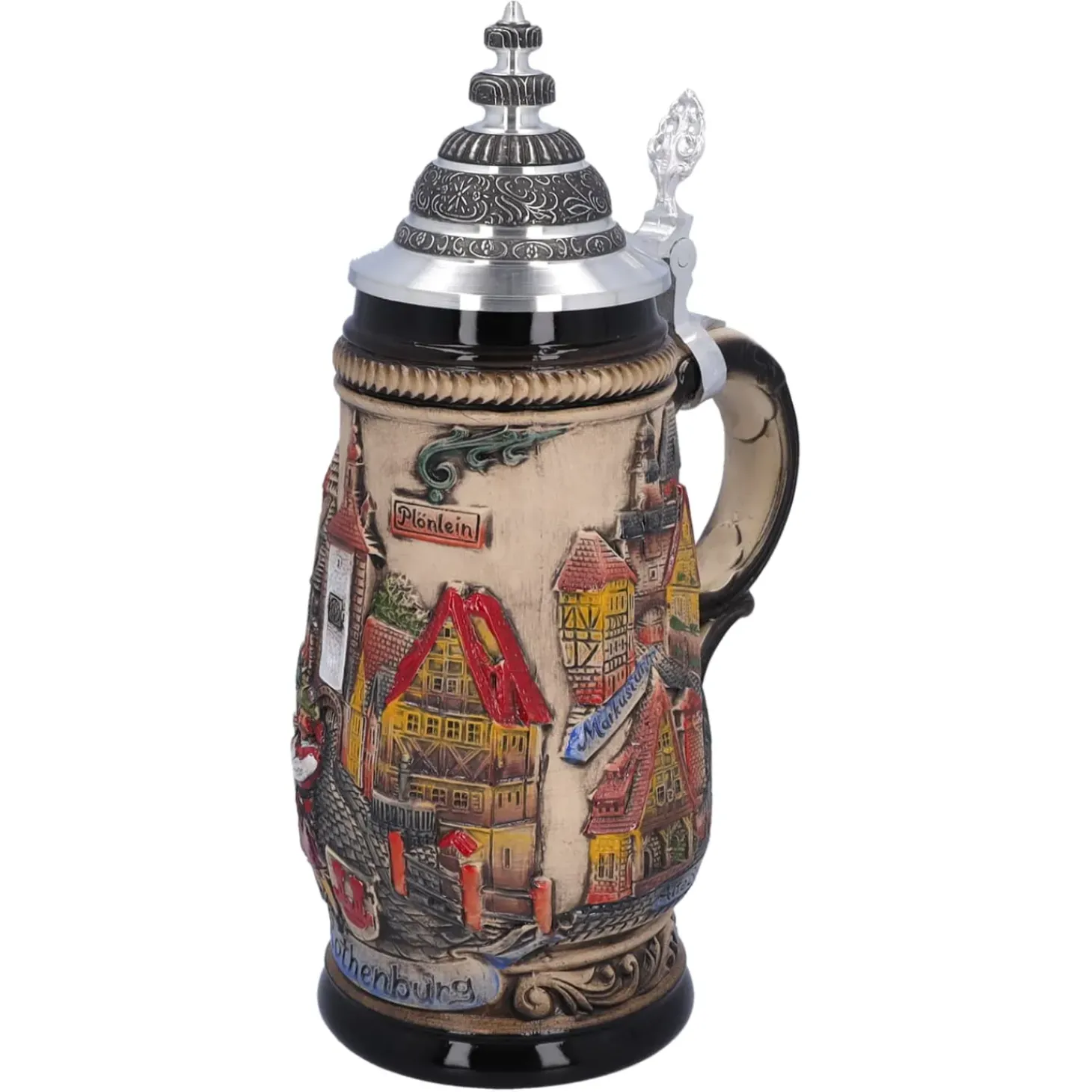 Bierkrug Mit Zinndeckel "Rothenburg", Natur, 0,5L