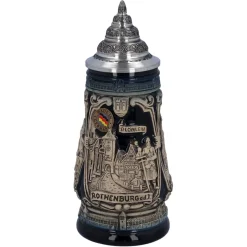 Bierkrug Mit Zinndeckel "Rothenburg Mit Ritter", 0,25L