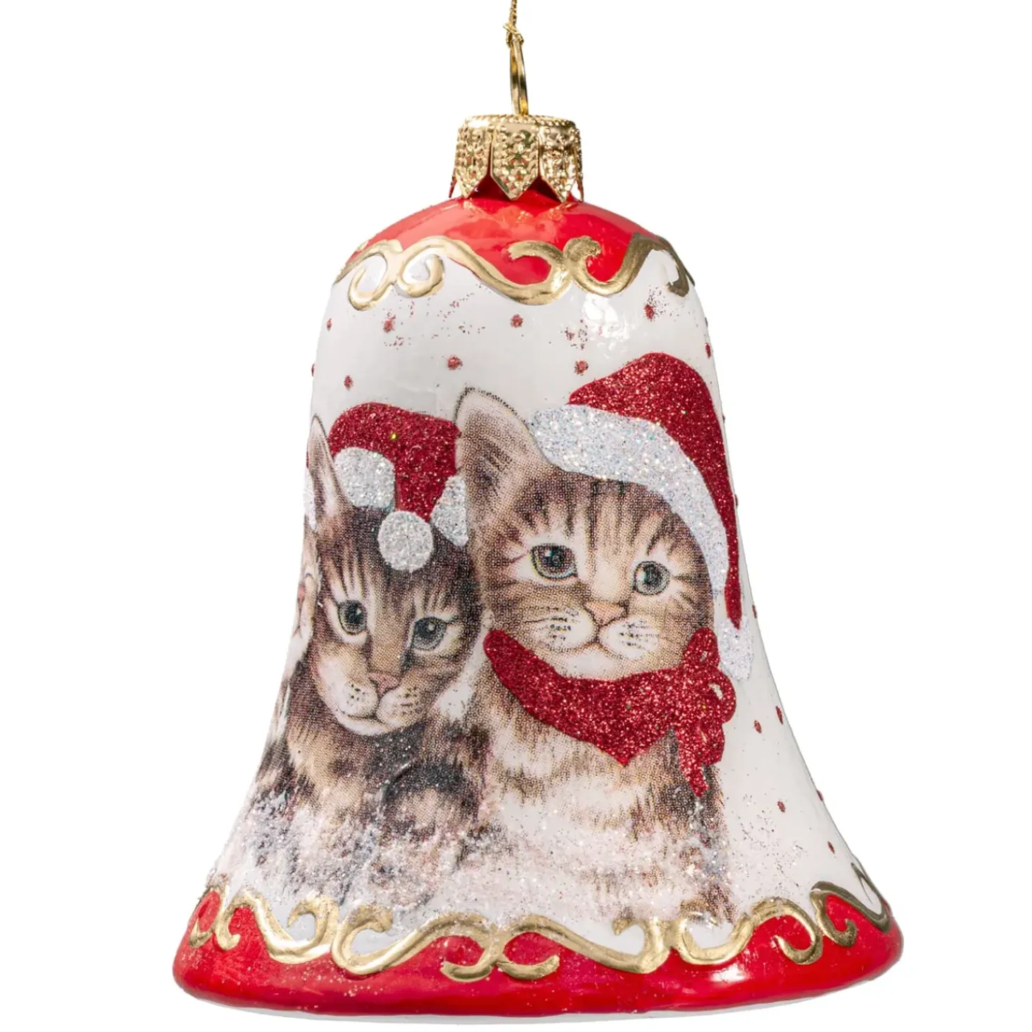 Glasglocke Weis Katzenweihnacht