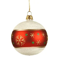 Glaskugel Frosty Mit Schneeflocken, 8Cm