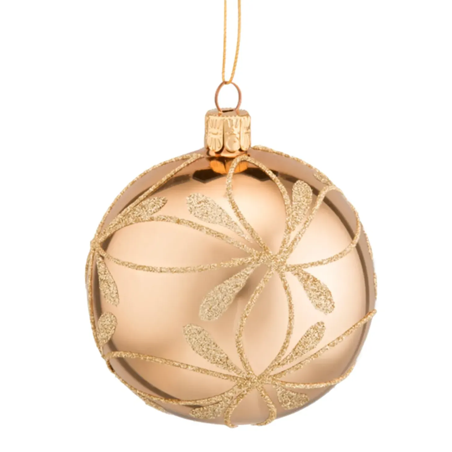 Glaskugel Gold Mit Blutennetz, 8 Cm