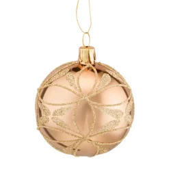 Glaskugel Gold Mit Blutennetz, 6 Cm
