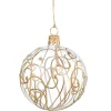 Glaskugel Klar Mit Goldschnorkeln, 7 Cm