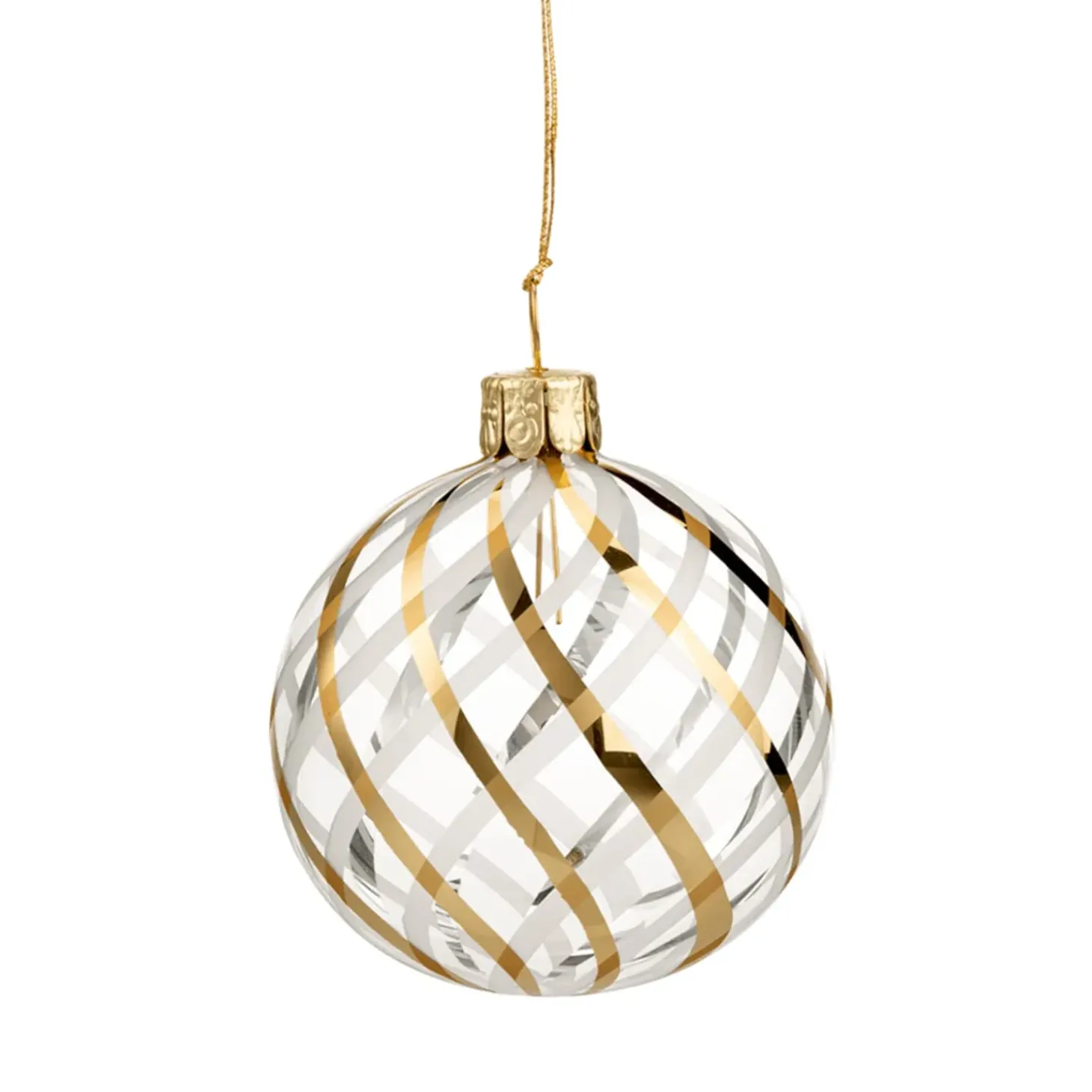 Glaskugel Klar Mit Gold-Weisem Netzdekor, 6 Cm