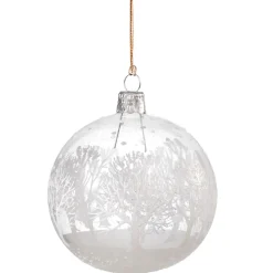 Glaskugel Klar Mit Verschneiten Baumen, 8 Cm