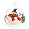 Glaskugel Klar Schneemann Mit Zylinder, 8 Cm