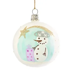 Glaskugel Mit Schneemann Und Sternschnuppe, 7Cm
