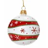 Glaskugel Opal Weis/Rot Mit Grunem Glimmer, 7Cm