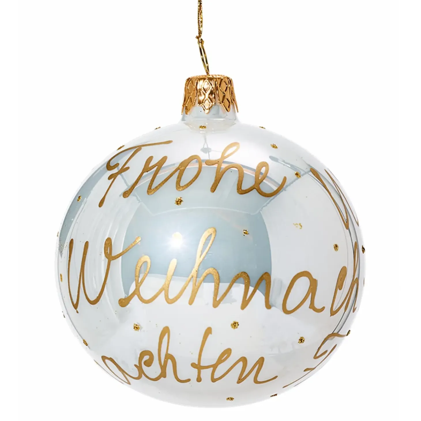 Glaskugel Weis "Frohe Weihnachten", 8 Cm
