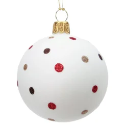 Glaskugel Weis Matt Mit Glitzerpunkten, 6 Cm