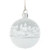 Glaskugel Weis Matt "Weihnachtsdorf", 7 Cm