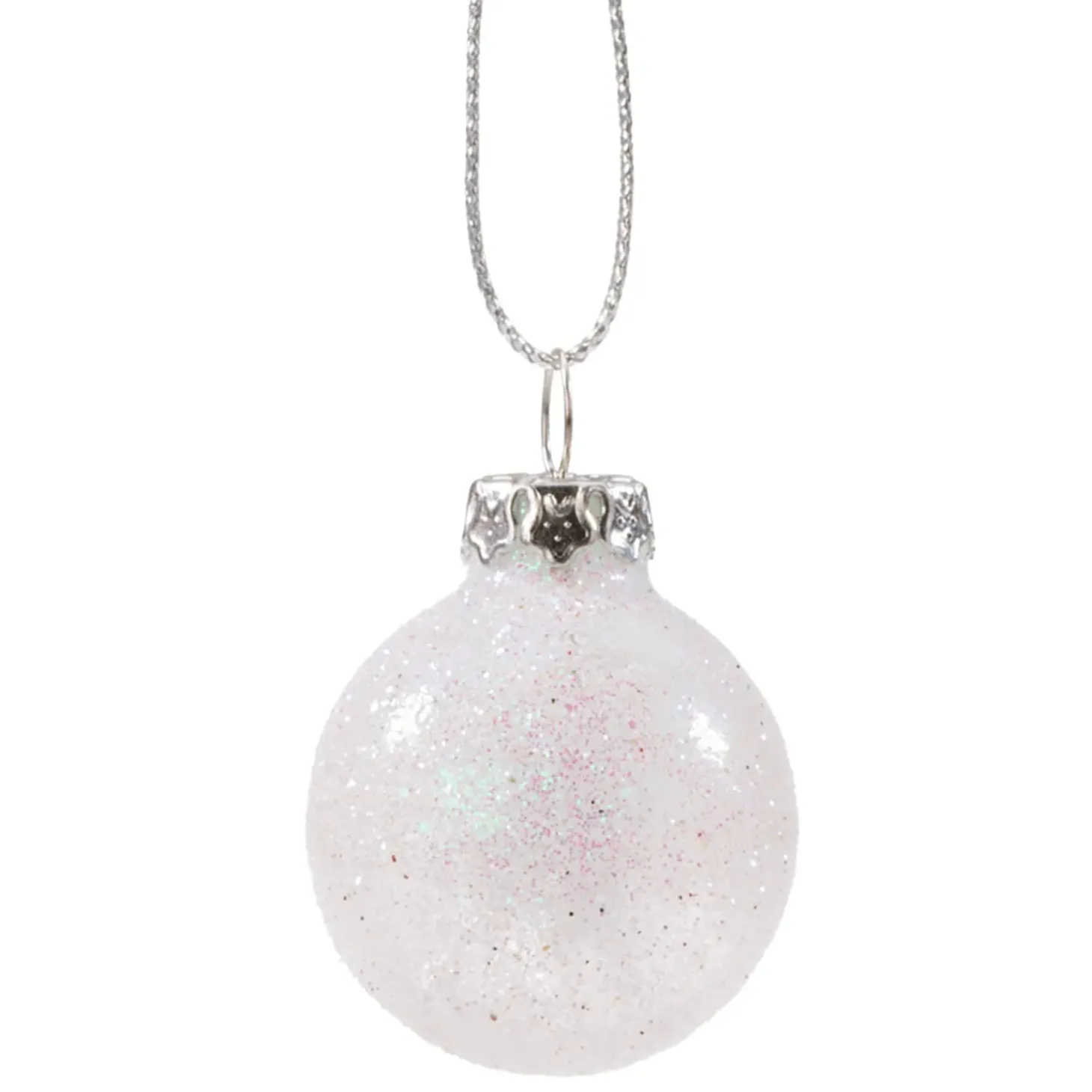 Glaskugel Weis Mit Silber Glimmer, 3 Cm