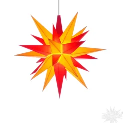 Herrnhuter Stern Gelb/Rot, 13 Cm, Kunststoff