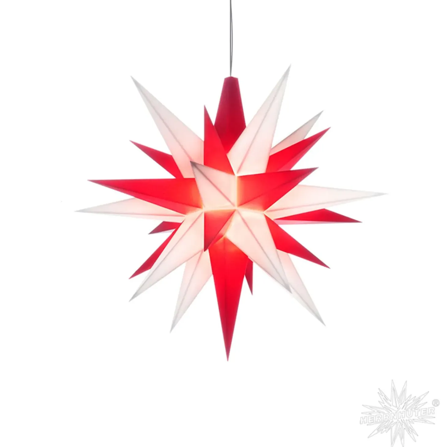 Herrnhuter Stern Weis/Rot, 13Cm, Kunststoff