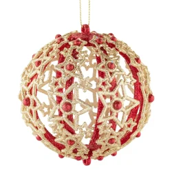 Kugel Mit Filigranen Sternen, Rot, 8Cm