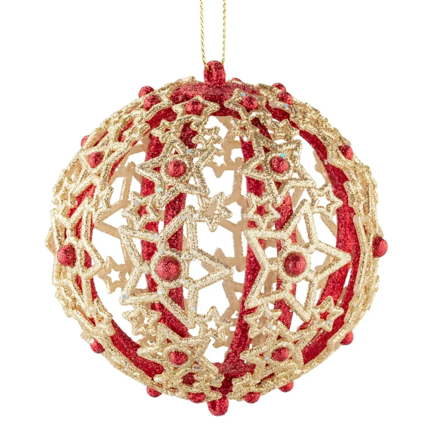 Kugel Mit Filigranen Sternen, Rot, 8Cm