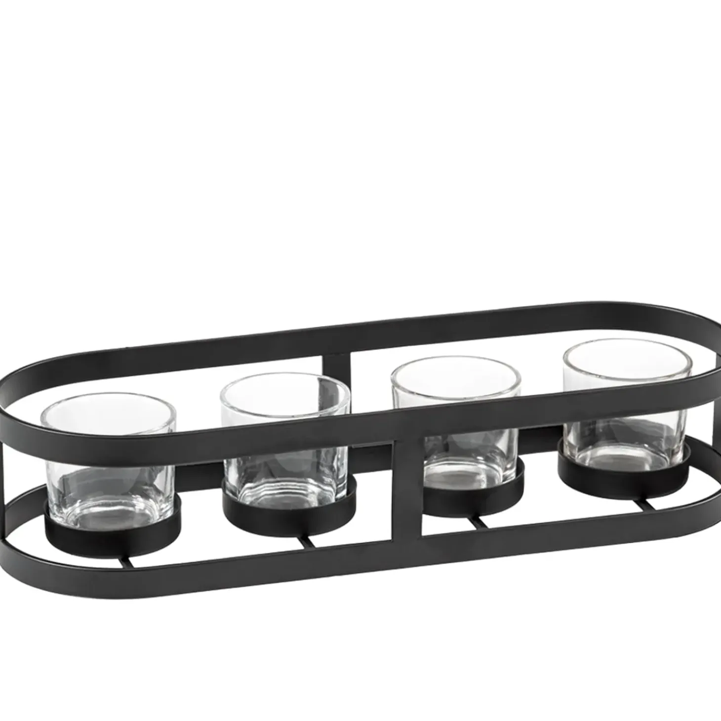 Metall Teelichthalter Oval, Scharz