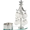 Teelichthalter Glasbaum Mit Weisen Kugeln, Silber